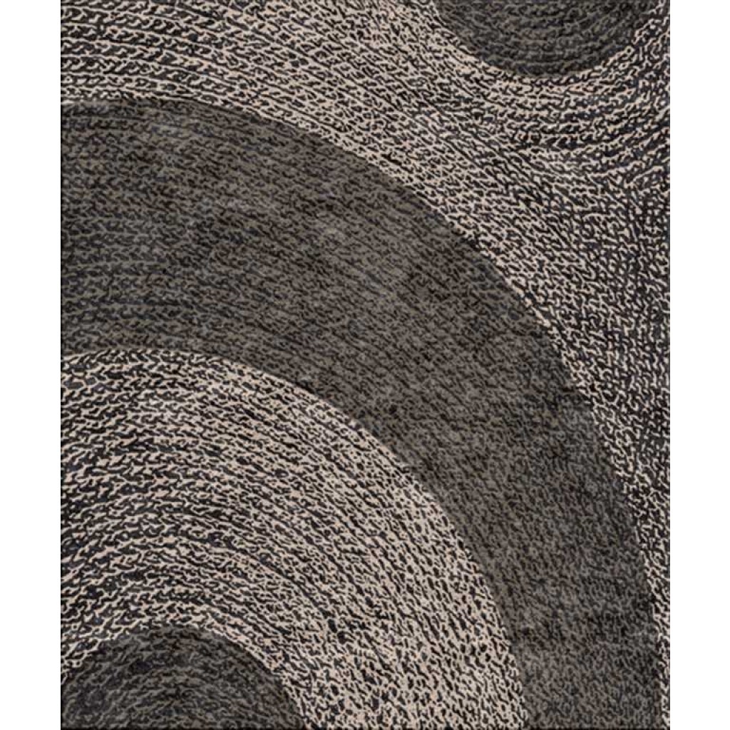 Tappeto contemporaneo Arazi Collection linea Nature grigio chiaro con decorazione a cerchi nera