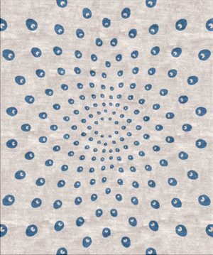 Tappeto contemporaneo Arazi Collection linea Peacock grigio con motivi decorativi azzurri che ricordano una coda di pavone