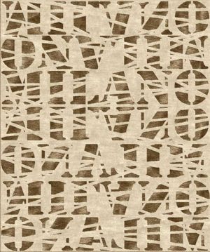 Tappeto contemporaneo Arazi Collection Skyline crema con motivi decorativi a lettere marroni