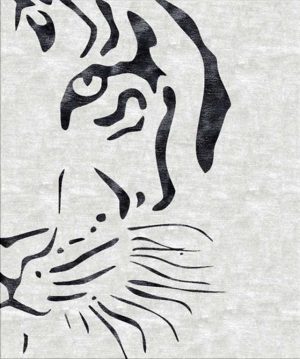 tappeto contemporaneo Arazi collezione tigre bianco con macchie nere a formare una tigre