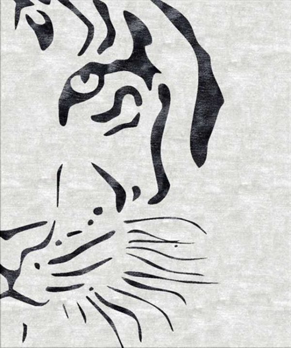 tappeto contemporaneo Arazi collezione tigre bianco con macchie nere a formare una tigre
