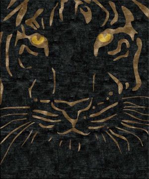 tappeto contemporaneo Arazi collezione tigre nero con macchie oro a formare una tigre