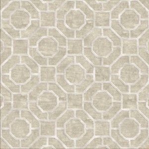 Tappeto moderno Arazi Collection modello Versaille grigio, con motivi decorativi geometrici, lineari ottagonali e quadrati argento