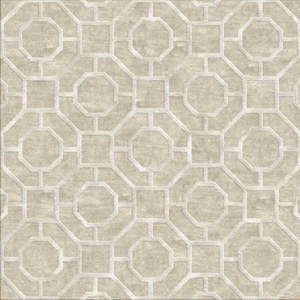 Tappeto moderno Arazi Collection modello Versaille grigio, con motivi decorativi geometrici, lineari ottagonali e quadrati argento