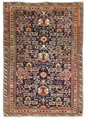 Tappeto persiano antico shirvan perpedil con decorazioni geometriche astratte a tutto campo, spesso bordo