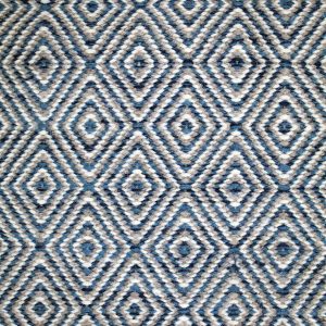Tappeto contemporaneo Artorient della collezione Arazi Flat, grigio e bianco con decorazioni geometriche a rombi azzurri, grigi e bianchi, dettaglio