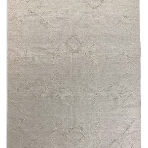 Tappeto kilim contemporaneo Artorient della collezione Arazi Home Graff, a tessitura piatta e con ricamo in rilievo eseguito con tecnica sumak, grigio con decorazioni geometriche astratte argento