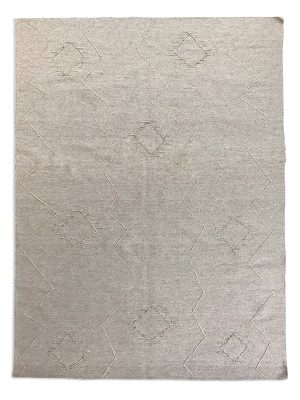 Tappeto kilim contemporaneo Artorient della collezione Arazi Home Graff, a tessitura piatta e con ricamo in rilievo eseguito con tecnica sumak, grigio con decorazioni geometriche astratte argento