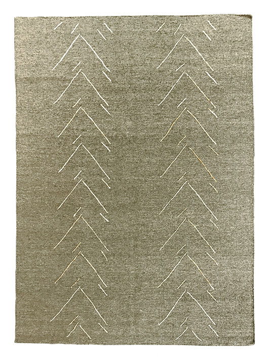 Tappeto kilim contemporaneo Artorient della collezione Arazi Home Graff, a tessitura piatta e con ricamo in rilievo eseguito con tecnica sumak, grigio con decorazioni geometriche a linee spezzate