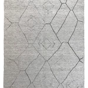 Tappeto kilim contemporaneo Artorient della collezione Arazi Home Graff, a tessitura piatta e con ricamo in rilievo eseguito con tecnica sumak, grigio con decorazioni geometriche astratte argento