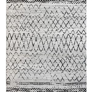 Tappeto kilim contemporaneo Artorient della collezione Arazi Home Toledo, a tessitura piatta, di poliestere riciclato su supporto di tela in cotone, grigio con decorazioni geometriche e lineari astratte