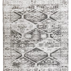 Tappeto kilim contemporaneo Artorient della collezione Arazi Home Toledo, a tessitura piatta, di poliestere riciclato su supporto di tela in cotone, grigio scuro con decorazione classica a rombi