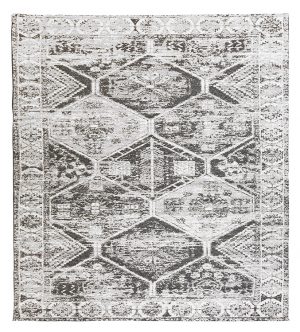 Tappeto kilim contemporaneo Artorient della collezione Arazi Home Toledo, a tessitura piatta, di poliestere riciclato su supporto di tela in cotone, grigio scuro con decorazione classica a rombi