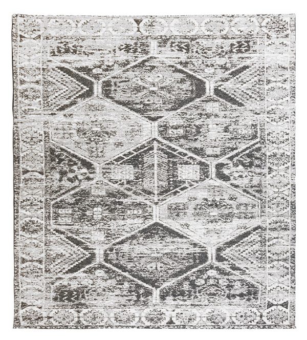 Tappeto kilim contemporaneo Artorient della collezione Arazi Home Toledo, a tessitura piatta, di poliestere riciclato su supporto di tela in cotone, grigio scuro con decorazione classica a rombi