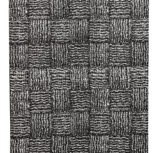 Tappeto kilim contemporaneo Artorient della collezione Arazi Home Toledo, a tessitura piatta, di poliestere riciclato su supporto di tela in cotone, grigio scuro con decorazione a rettangoli e linee effetto maglia