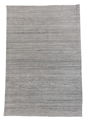 Tappeto kilim contemporaneo Artorient della collezione Arazi Home Toledo, a tessitura piatta, di poliestere riciclato su supporto di tela in cotone, grigio chiaro con decorazione astratta a linee