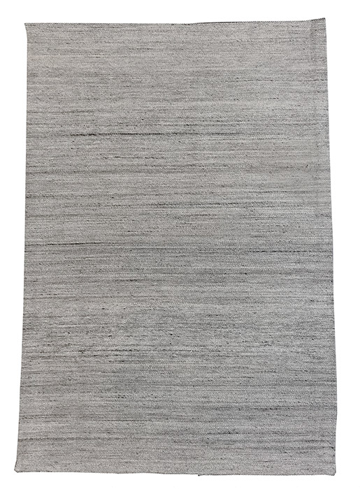 Tappeto kilim contemporaneo Artorient della collezione Arazi Home Toledo, a tessitura piatta, di poliestere riciclato su supporto di tela in cotone, grigio chiaro con decorazione astratta a linee
