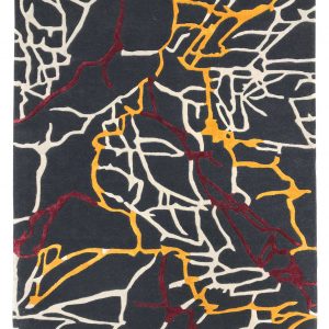 tappeto contemporaneo Monocolor Art Design della collezione Arazi Home di artorient grigie con venature bianche, gialle e rosse