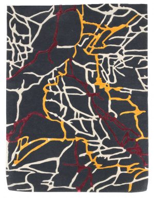 tappeto contemporaneo Monocolor Art Design della collezione Arazi Home di artorient grigie con venature bianche, gialle e rosse