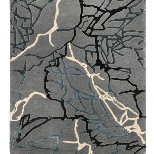 tappeto contemporaneo Monocolor Art Design della collezione Arazi Home di artorient grigio con venature azzurre, nere e bianche
