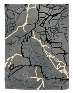 tappeto contemporaneo Monocolor Art Design della collezione Arazi Home di artorient grigio con venature azzurre, nere e bianche