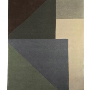tappeto contemporaneo Monocolor Art Design della collezione Arazi Home di artorient con quadrati e triangoli grigi, marroni, beige e verdi