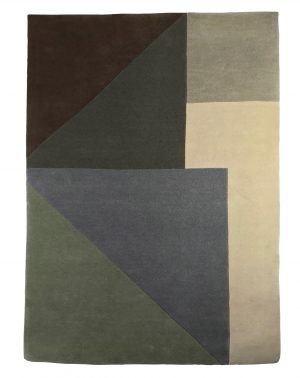 tappeto contemporaneo Monocolor Art Design della collezione Arazi Home di artorient con quadrati e triangoli grigi, marroni, beige e verdi
