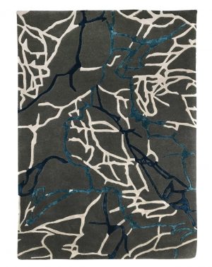 tappeto contemporaneo Monocolor Art Design della collezione Arazi Home di artorient grigio con venature bianche e blu