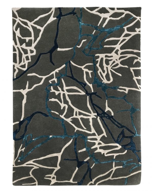 tappeto contemporaneo Monocolor Art Design della collezione Arazi Home di artorient grigio con venature bianche e blu