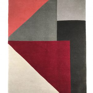 tappeto contemporaneo Monocolor Art Design della collezione Arazi Home di artorient con quadrati e triangoli rossi, grigi e neri