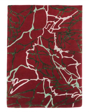tappeto contemporaneo Monocolor Art Design della collezione Arazi Home di artorient rosso con venature bianche e verdi