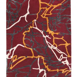 tappeto contemporaneo Monocolor Art Design della collezione Arazi Home di artorient rosso con venature bianche, grigie e oro