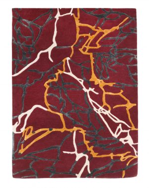 tappeto contemporaneo Monocolor Art Design della collezione Arazi Home di artorient rosso con venature bianche, grigie e oro