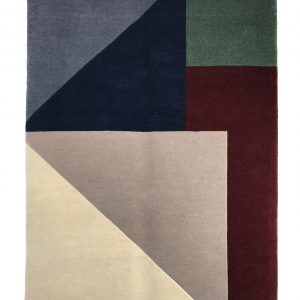 tappeti moderni geometrici astratti blu, rossi, verdi e bianchi