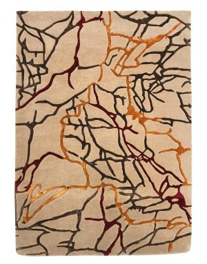 tappeto contemporaneo Monocolor Art Design della collezione Arazi Home di artorient beige con venature oro, rosse e nere