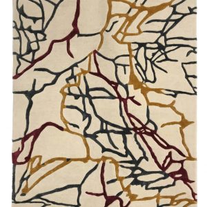 tappeto contemporaneo Monocolor Art Design della collezione Arazi Home di artorient beige con venature oro, rosse e nere