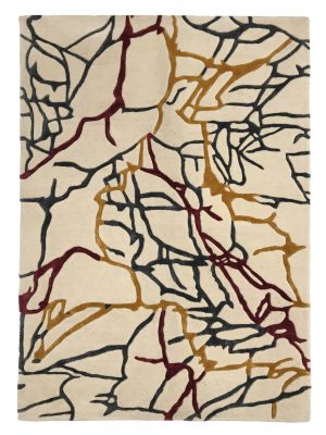 tappeto contemporaneo Monocolor Art Design della collezione Arazi Home di artorient beige con venature oro, rosse e nere