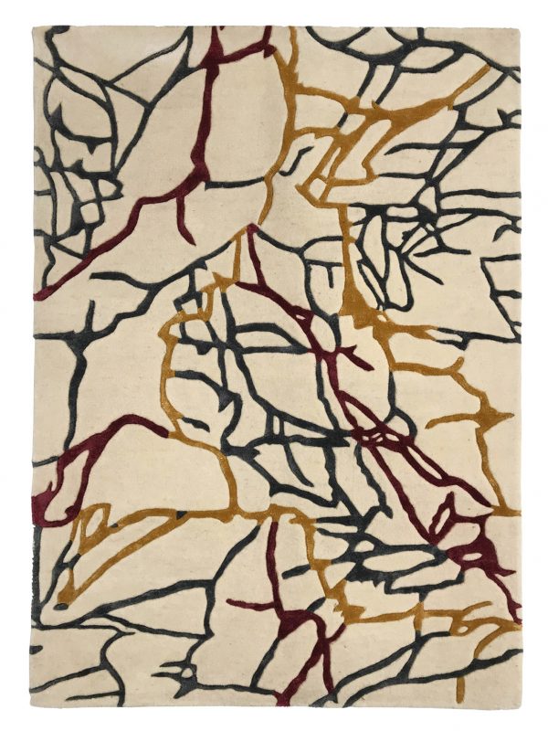 tappeto contemporaneo Monocolor Art Design della collezione Arazi Home di artorient beige con venature oro, rosse e nere