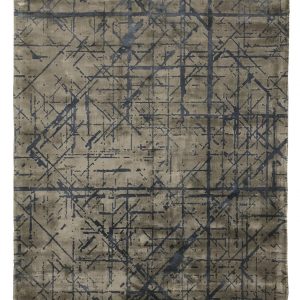tappeto contemporaneo Miami della collezione Arazi Home di artorient, marrone con decorazioni lineari astratte effetto "raschiato" grigio scuro