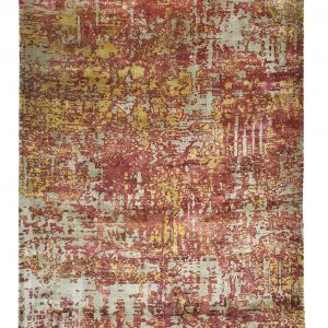 tappeto contemporaneo Miami della collezione Arazi Home di artorient, grigio con macchie di colore rosse e oro