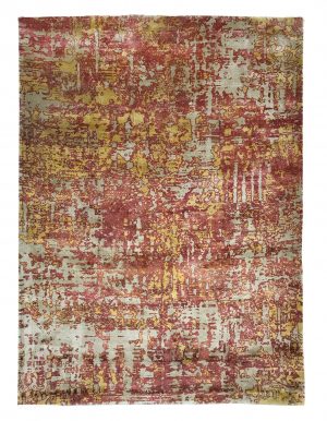 tappeto contemporaneo Miami della collezione Arazi Home di artorient, grigio con macchie di colore rosse e oro