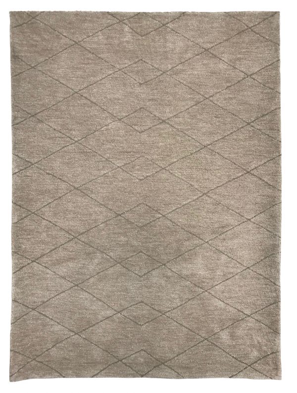 tappeto contemporaneo Monocolor della collezione Arazi Home di artorient, grigio con decorazioni geometriche lineari a rombi