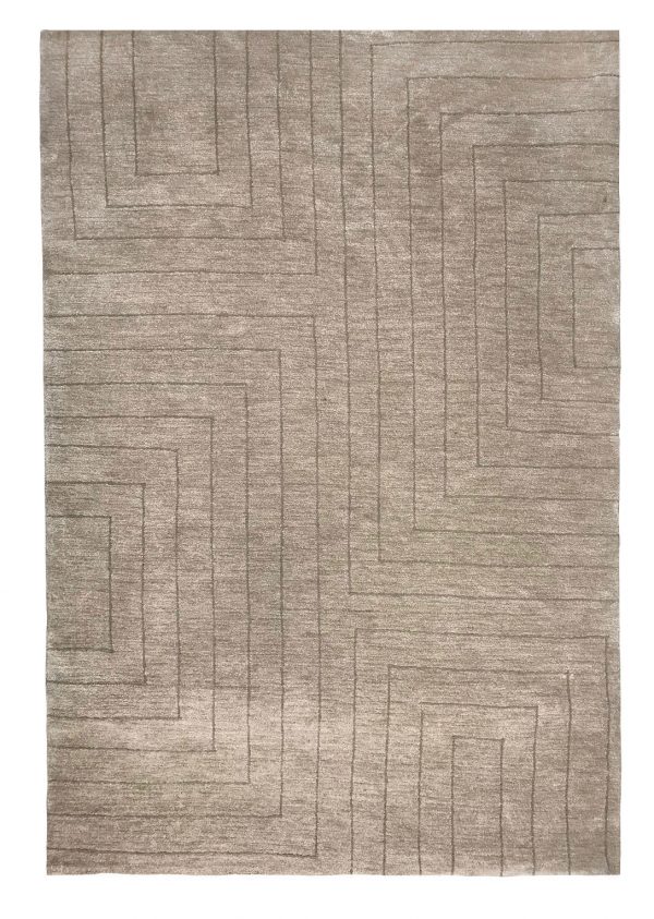 tappeto contemporaneo Monocolor della collezione Arazi Home di artorient, beige con decorazioni lineari astratte marroni