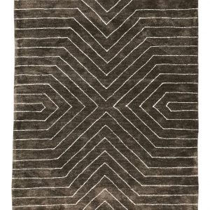 tappeto contemporaneo Monocolor della collezione Arazi Home di artorient, marrone con decorazioni lineari astratte effetto ottico bianche