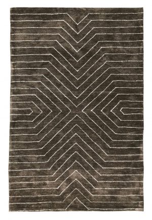 tappeto contemporaneo Monocolor della collezione Arazi Home di artorient, marrone con decorazioni lineari astratte effetto ottico bianche