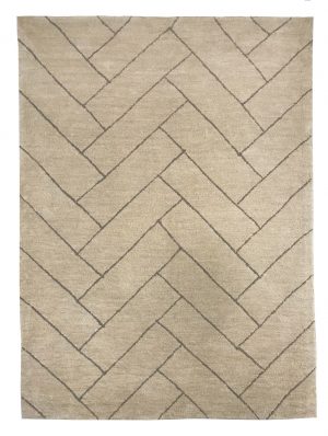 tappeto contemporaneo Monocolor della collezione Arazi Home di artorient, beige con decorazioni geometriche lineari a spina di pesce