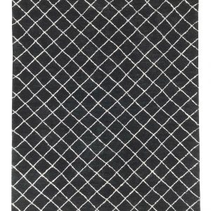 tappeto contemporaneo Monocolor della collezione Arazi Home di artorient, nero con decorazioni geometriche lineari a rombi bianche