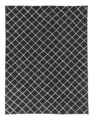 tappeto contemporaneo Monocolor della collezione Arazi Home di artorient, nero con decorazioni geometriche lineari a rombi bianche
