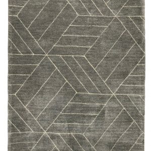 tappeto contemporaneo Monocolor della collezione Arazi Home di artorient, grigio con decorazioni geometriche e lineari astratte a rombi e parallelogrammi beige