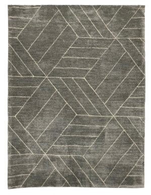 tappeto contemporaneo Monocolor della collezione Arazi Home di artorient, grigio con decorazioni geometriche e lineari astratte a rombi e parallelogrammi beige